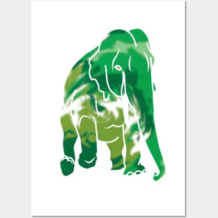 Tie-dye green elephant Posters and Art